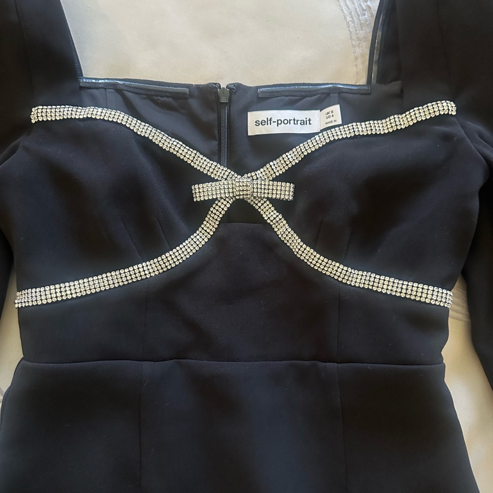 Self-Portrait Black Dress with Silver Accents - Picture 5 of 8